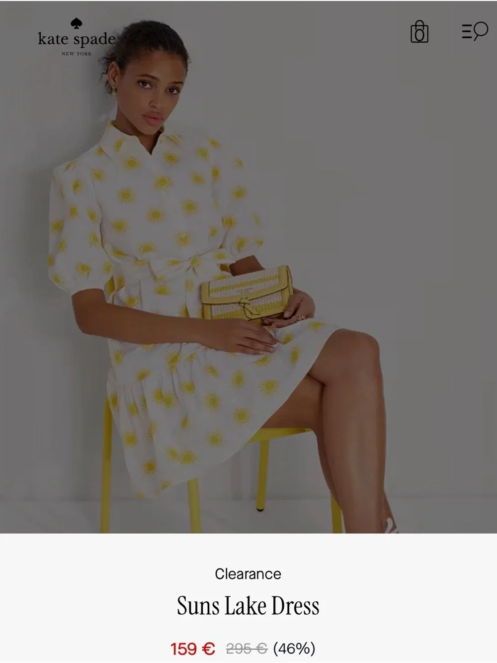 kate spade White Dress with Yellow Sun Motif